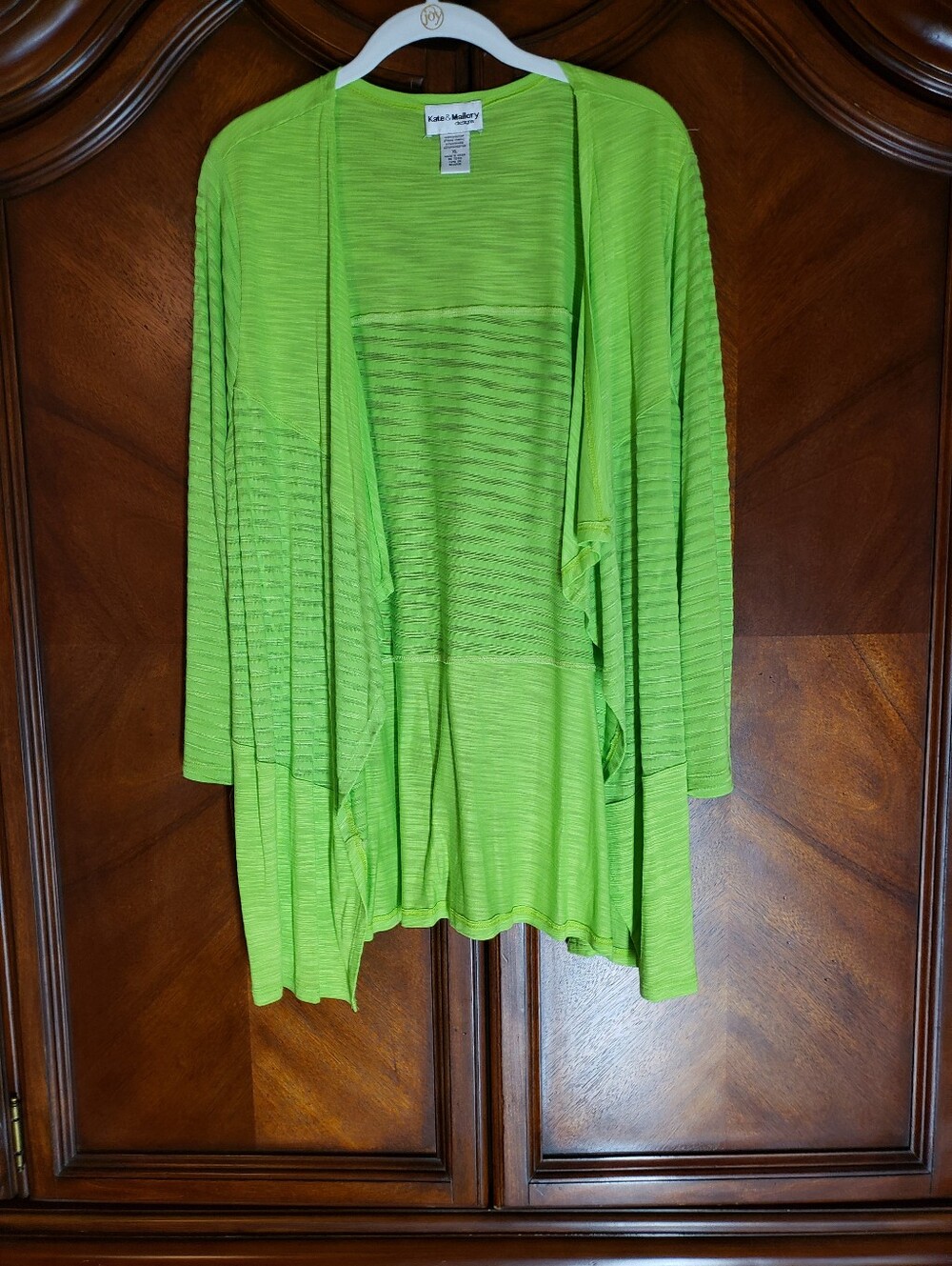 Kate & Mallory Neon Lime Open-Front Lightweight Cardigan